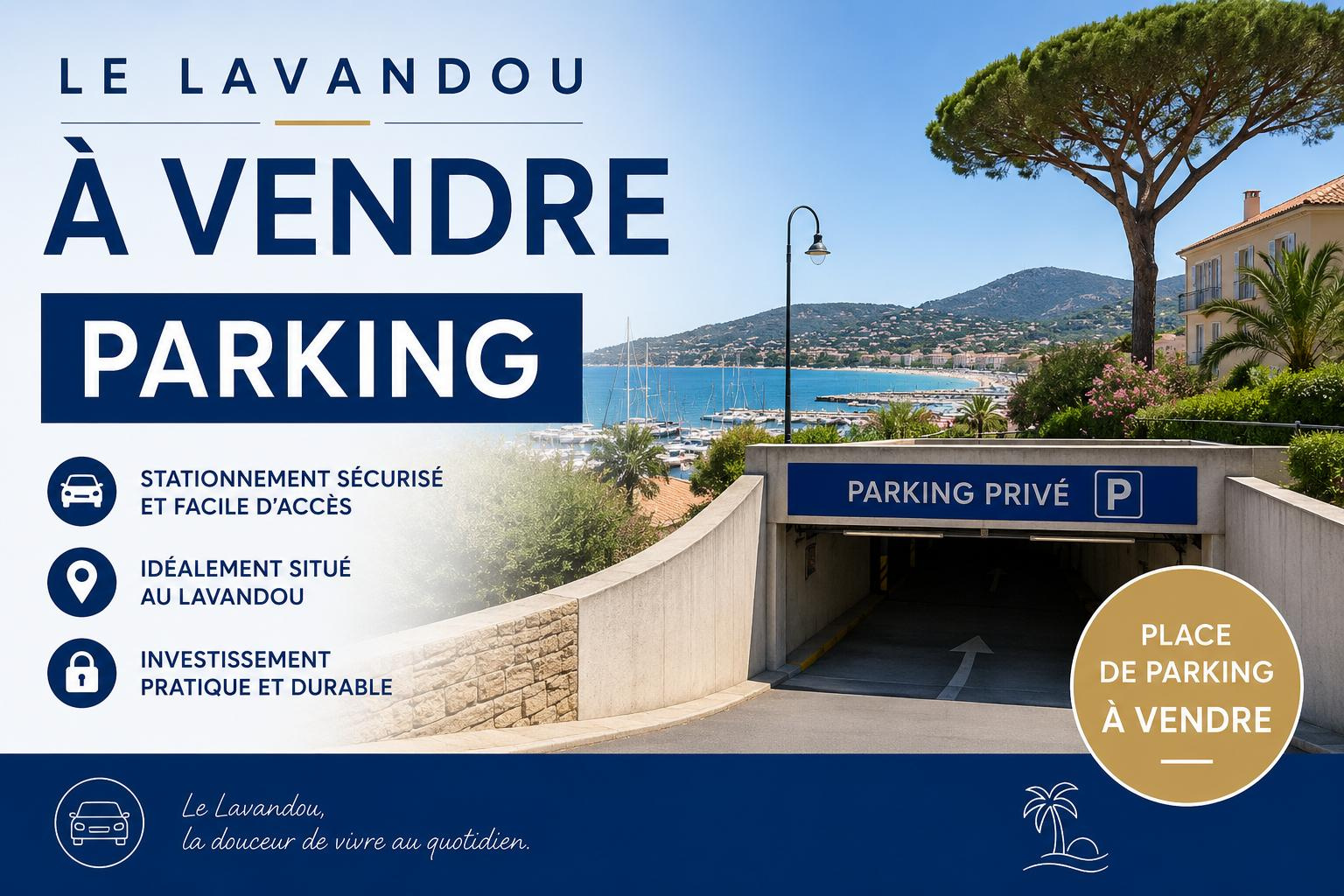 RARE SUR LE MARCHÉ   Emplacement de parking en hyper-centre du Lavandou